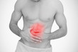 Man with highlighted red stomach ache