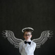Boy business man with angel or investor wings and halo