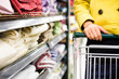 Closeup of female shopper with trolley at supermarket