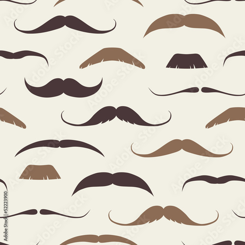 Vector: Vintage Seamless Pattern with Mustaches Vintage Seamless Pattern with Mustaches