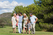 Family walking through the park