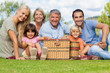 Multi-generation family portrait in the park