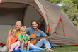 Portrait of happy family at the campsite