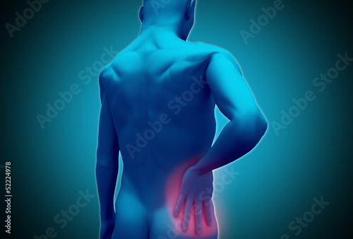 Photo: Digital human rubbing lower back pain Digital human rubbing lower back pain