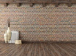 Illustration: empty vintage interior with brick wall empty vintage interior with brick wall