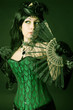 FEMME CORSET BURLESQUE EVANTAIL