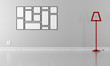 Illustration: Empty gray living room with frame Empty gray living room with frame