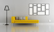 Illustration: Minimalist gray and yellow lounge Minimalist gray and yellow lounge