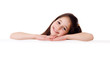 Photo: Girl with horizontal empty blank Girl with horizontal empty blank