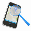 Illustration: Smartphone with map and magnifying glass Smartphone with map and magnifying glass