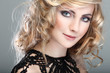 Photo: portrait of whiteheaded young woman with beautiful blue eyes portrait of whiteheaded young woman with beautiful blue eyes