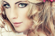 Photo: portrait of whiteheaded young woman with beautiful blue eyes portrait of whiteheaded young woman with beautiful blue eyes