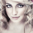 Photo: portrait of whiteheaded young woman with beautiful blue eyes portrait of whiteheaded young woman with beautiful blue eyes