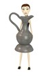 3d render of cartoon character with teapot