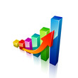 3d arrow and graph growing up. Vector illustration