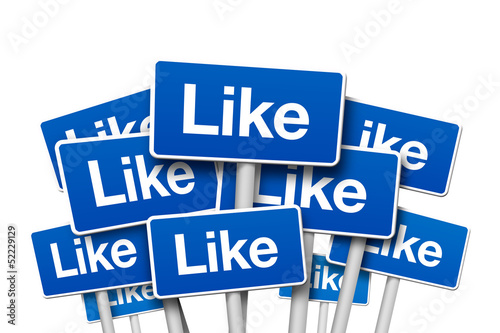 Illustration: Schilder mit Like Schilder mit Like