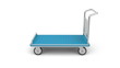 Airport luggage cart rotates on white background