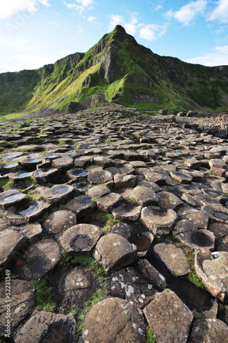 Photo: Giant's Causeway stones and mountain Giant's Causeway stones and mountain