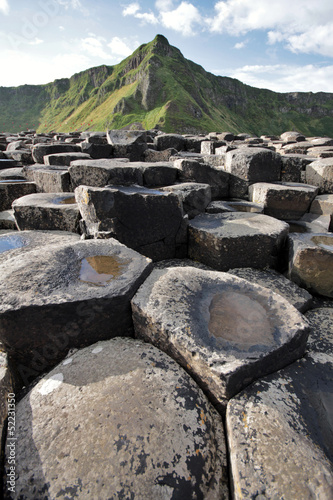 Photo: Giant's Causeway stones and mountain Giant's Causeway stones and mountain