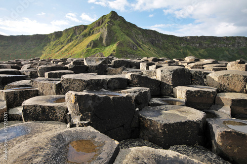 Photo: Giant's Causeway stones and mountain Giant's Causeway stones and mountain