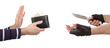 Robber with knife taking wallet from victim