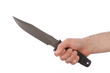 Hand holding combat knife