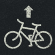 Bicycle road sign and arrow on asphalt background. Vector