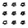Ink splatter, internet icons set on white background