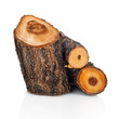 Stack of cut logs fire wood from tree. Renewable resource of a e