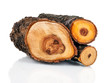 Stack of cut logs fire wood from tree. Renewable resource of a e