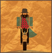 Man riding a motorcycle, vintage poster