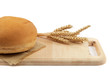 Fresh breads on white background.