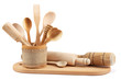 Photo : Wooden kitchen utensils isolated on white background. Wooden kitchen utensils isolated on white background.