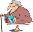 Old woman with teeth in a glass