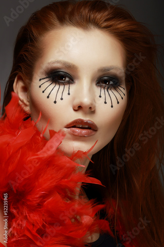 Photo: Theater. Stage. Styled Woman's Face with Creative Eye Make-up Theater. Stage. Styled Woman's Face with Creative Eye Make-up