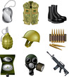 army and military icons detailed vector set