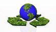 world into the recycling symbol