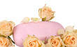 Foto: Soap with roses on white background Soap with roses on white background