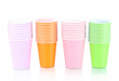Cups in different color isolated on white