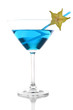 Foto: Blue cocktail in martini glass isolated on white Blue cocktail in martini glass isolated on white