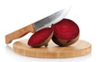 Sliced beetroot on board isolated on white