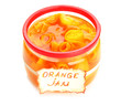 Orange jam with zest, isolated on white