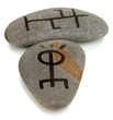 Fortune telling  with symbols on stones isolated on white
