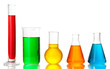 Test tubes with colorful liquids isolated on white
