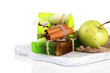 Hand made soap and ingredients for soap making, isolated