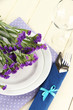 Table serving on a wooden background