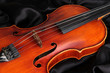 Classical violin on fabric background