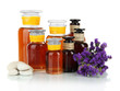 Medicine bottles isolated on white