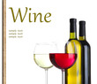Glasses and bottles with red and white wine isolated on white