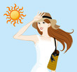 UV care image,woman and sun
